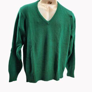 Byford London Green V-Neck Sweater XL Cotton Mens Made in USA